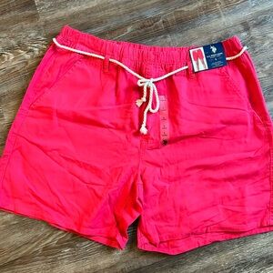 Hot pink NWT Polo pull on shorts with nautical belt detail